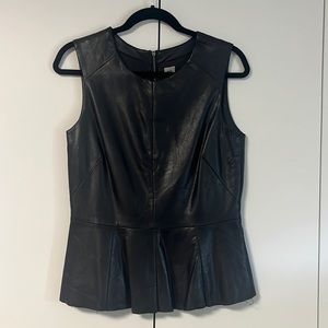 Vintage black faux-leather peplum top